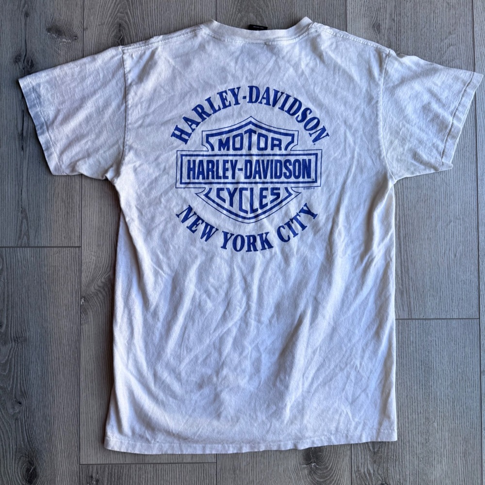 Vintage 1995 Harley Davidson New York City T Shirt Mens M NYC Double Sided USA